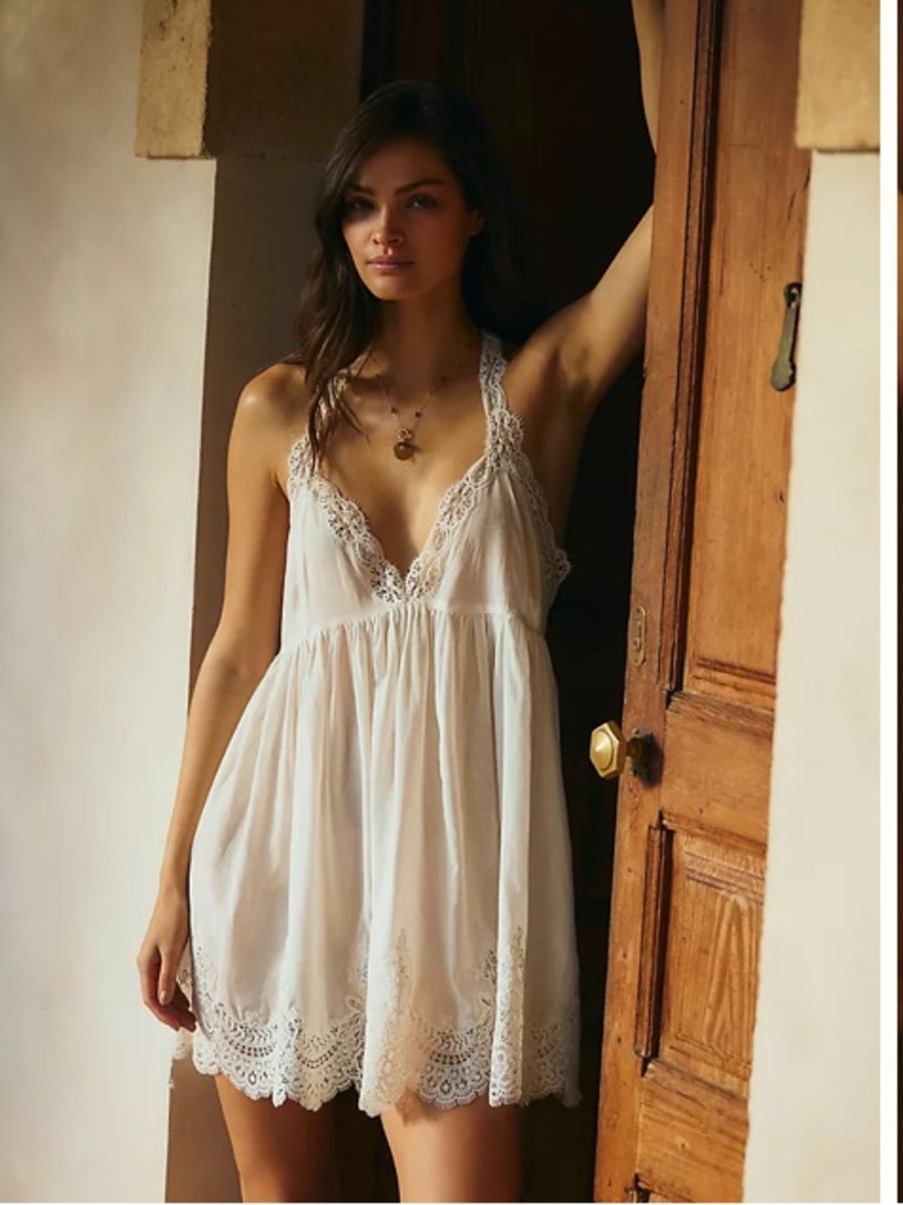 Anthropologie Lyrebird Lace Trim Babydoll Mini Dress